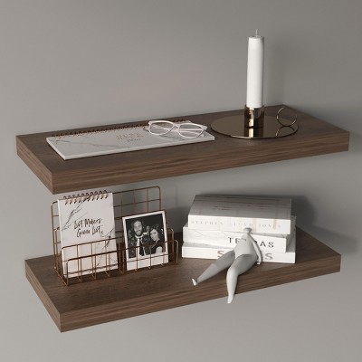 INFURNIC Decorative Wall Shelf Floating Shelves for Displaying Books and Decor Minimalist Design Eco-Friendly Construction, Brown, 9.8"*31.5"*1.5"