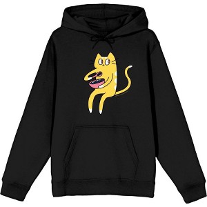 Derpy Kitty Cat With Pink Bowl Adult Long Sleeve Hoodie - 1 of 2