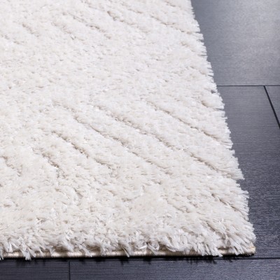 Ivory Geometric Shag Synthetic Area Rug, 4' x 6'