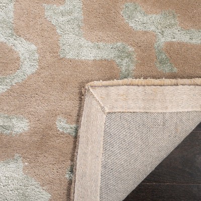 Taupe and Light Blue 6' x 9' Hand-Tufted Wool and Viscose Rug