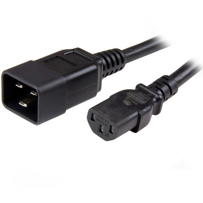 StarTech.com 6ft (1.8m) Heavy Duty Extension Cord, IEC C13 to IEC C20 Black Extension Cord, 15A 125V, 14AWG
