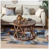 COZAYH Rustic Round Coffee Table with X-Motif Base for Living Room, Brown - 4 of 4