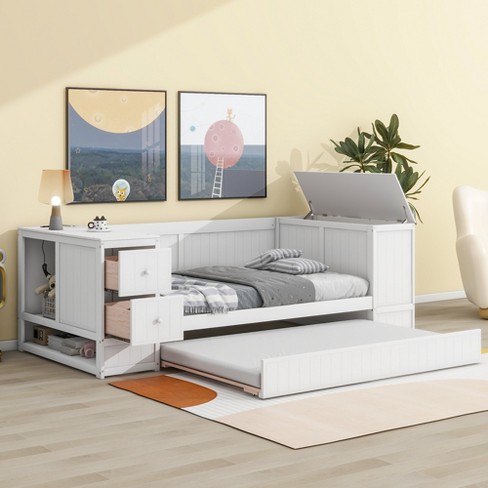 Twin To King Thomas Expandable Daybed With Storage Drawers - Baxton Studio  : Target