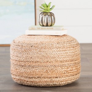 18" Round Jute Knitted Pouf Ottoman Taupe/Tan - Jaipur Living: Handcrafted, Unupholstered, Spot Clean, No Assembly Required - 1 of 4