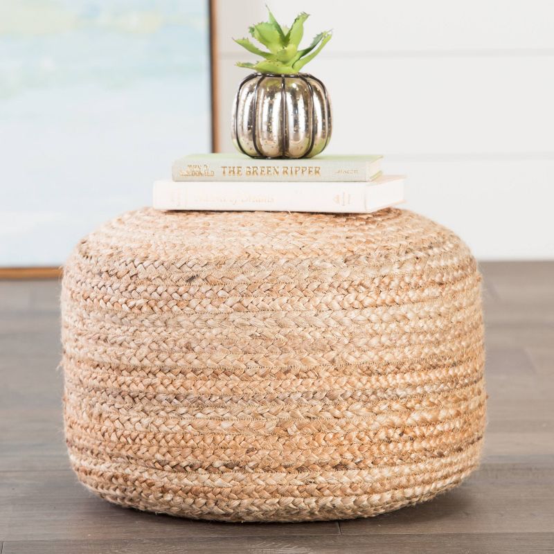 18&#34; Round Jute Knitted Pouf Ottoman Taupe/Tan - Jaipur Living, 3 of 9