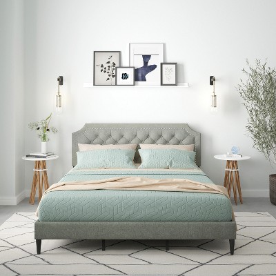 Glenwillow Home Curta Upholstered Platform Bed, Clipped Nailhead