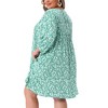 Agnes Orinda Women's Plus Size V Neck Drawstring 3/4 Sleeve Summer Flowy A Line Midi Babydoll Dresses - 4 of 4