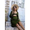 BLUEMING Womens Maternity Dress Lantern Sleeve Babydoll Dress High Rise Smocked Wasit Flounce Hem Midi Dress - 4 of 4