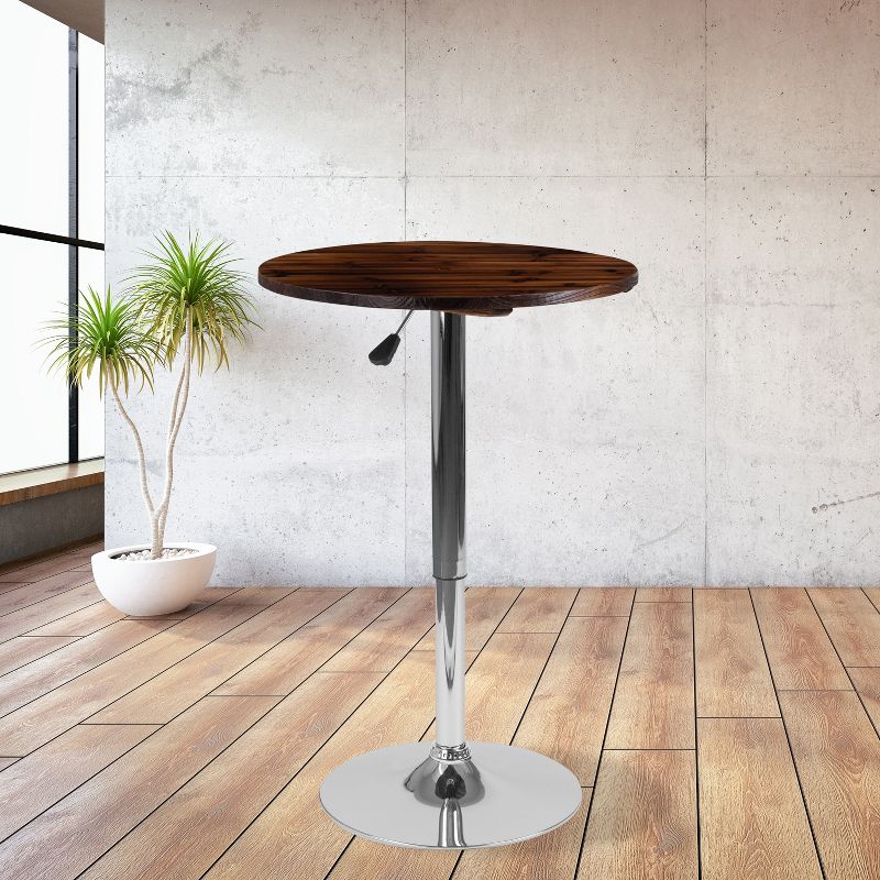 Flash Furniture 23.5'' Round Adjustable Height Rustic Pine Wood Table (Adjustable Range 26.25'' - 35.5''), 3 of 9