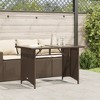vidaXL Patio Table with Glass Top Brown 43.3"x26.8"x27.6" Poly Rattan - 3 of 4
