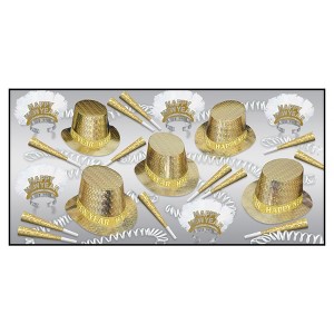Beistle Topaz Happy New Year Assortment for 50 people includes 300 items for your guests Gold - 1 of 2