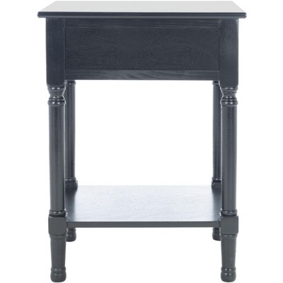Black Wood Rectangular Accent Table with Storage Drawer