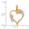 Black Bow Jewelry 14k Yellow & Rose Gold with White Rhodium Flower Heart Pendant, 16mm - 4 of 4