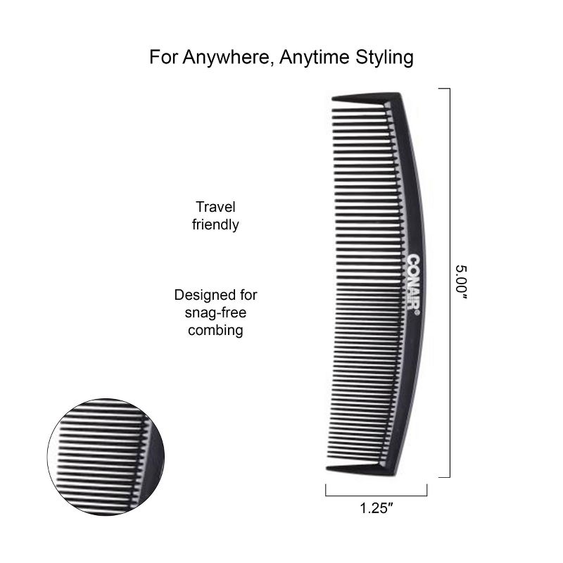 Conair Travel Sized Pocket Comb - Black, 4 of 5