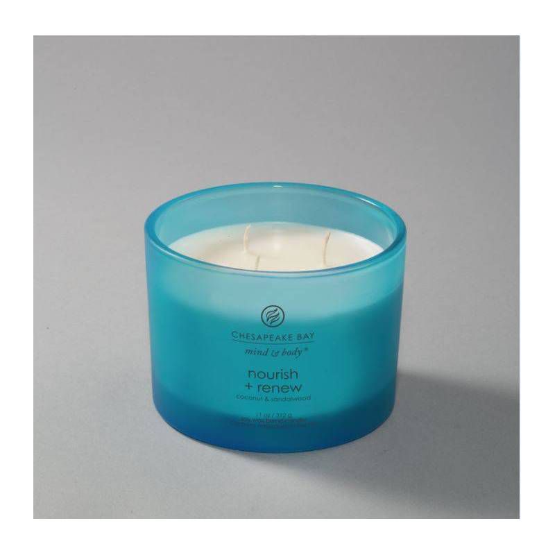 Frosted Glass Nourish + Renew Lidded Jar Candle Light Blue - Mind & Body by Chesapeake Bay Candle, 3 of 10