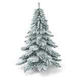 Costway 6Ft Snow Flocked Artificial Christmas Tree PVC Hinged Alaskan Pine Tree Holiday