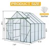 8x8 FT Double Door Polycarbonate Greenhouse Raised Base and Anchor Aluminum Heavy Duty Walk-in Greenhouses for Outdoor Backyard in All Season,Green - 3 of 4
