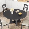 47" Round Dining Table Set for 4 to 6, Farmhouse Kitchen Table with Wooden Top and Pedestal Base - 2 of 4