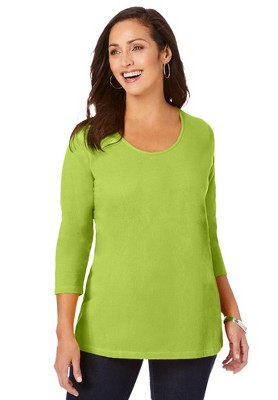 Jessica London Women's Plus Size Stretch Cotton Scoop Neck Tee