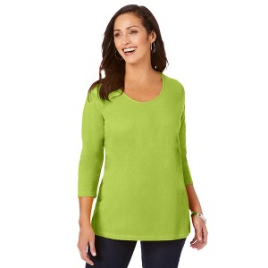Jessica London Women's Plus Size Stretch Cotton Scoop Neck Tee - 1 of 4