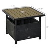 22" Outdoor Side Table with Umbrella Hole, Rattan Wicker End Table with Sand Bag and Steel Frame for Outdoor, Patio, Garden - 3 of 4