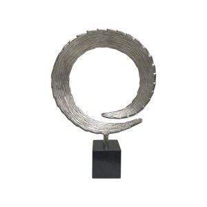 HomeRoots 17" Black and Silver Marble and Aluminum Tabletop Sculpture - 1 of 4