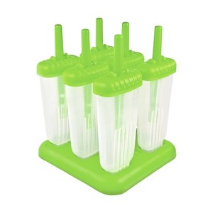 Tovolo Set of 6 Groovy Pop Molds Green: Plastic, 5.5" Height, 20.4 Volume, 6 Cavities, Dishwasher-Safe, 3.4 Capacity per Cavity - 1 of 4
