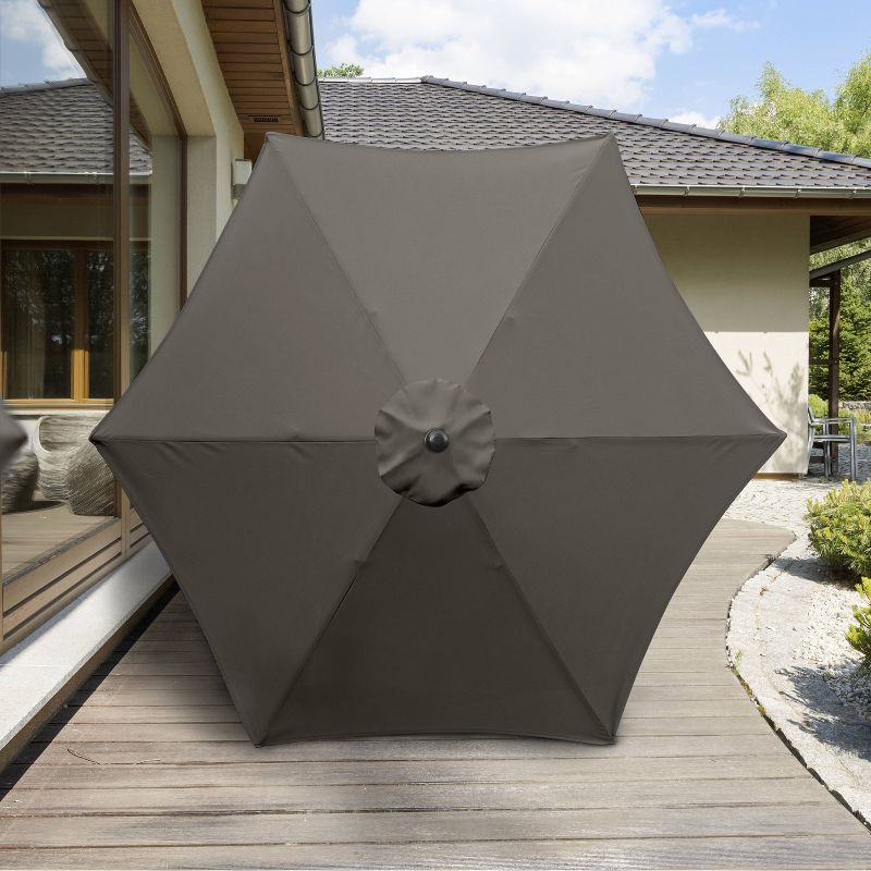 9&#39; x 9&#39; Steel Market Polyester Patio Umbrella with Crank Lift and Push-Button Tilt Taupe - Astella, 5 of 7