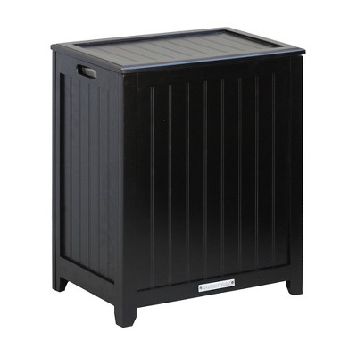 Oceanstar Mahogany Finished Rectangular Laundry Wood Hamper with Interior Bag
