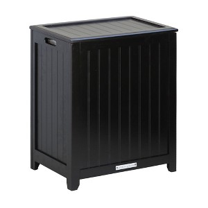 Oceanstar Mahogany Finished Rectangular Laundry Wood Hamper with Interior Bag - 1 of 4