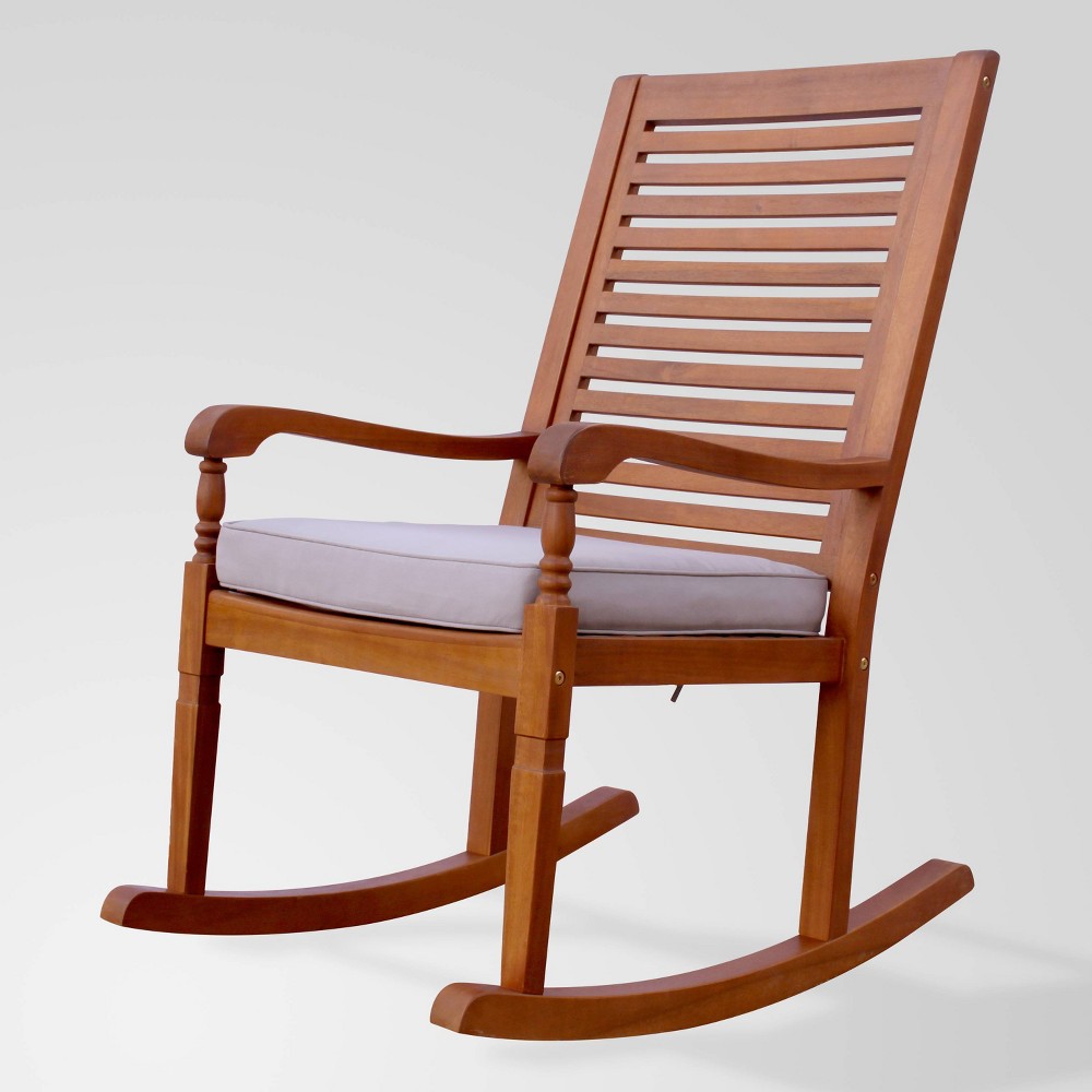 Photos - Rocking Chair Nantucket  - Acacia Hardwood, Gray Cushion, Indoor/Outdoor, C