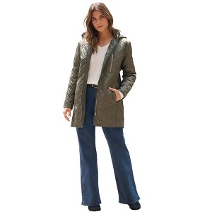 Roaman's Leather Trimmed Nylon Jacket - 1 of 4