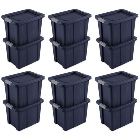 Sterilite 18 Gal Latching Tuff1 Storage Tote, Stackable Bin with Latch Lid,  Plastic Container to Organize Garage, Basement, Gray Base and Lid, 12-Pack