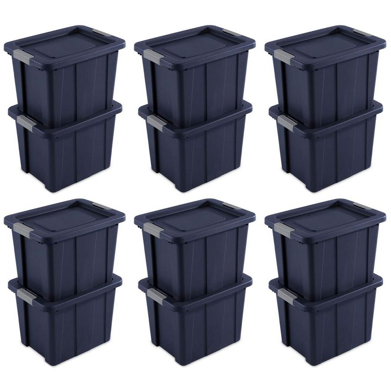 Sterilite 18 Gal Latching Tuff1 Storage Tote, Stackable Bin with Latch Lid, Plastic Container to Organize Garage, Basement, Gray Base and Lid, 12-Pack, 1 of 7