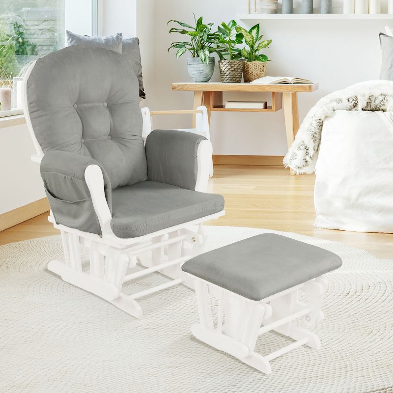 Tangkula Rocking Chair Baby Nursery Chair Glider with Ottoman &Storage Pocket, 3 of 7