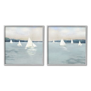 Stupell Industries Sailboats Grey Nautical Ocean View, 12" x 12" - 1 of 4