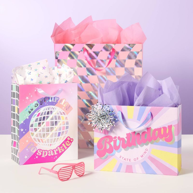 Pink Purple Star Banded Tissue Paper - Spritz&#8482;, 2 of 4