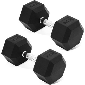 Hex Dumbbell Set of 2, Rubber Encased Weights with Anti-Slip Grip for Strength Training & Fitness - 1 of 4