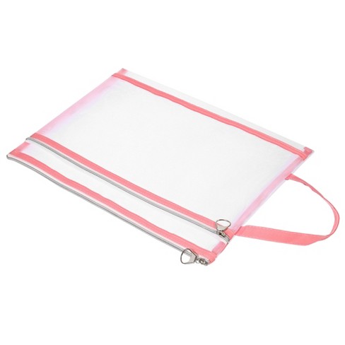 Unique Bargains Nylon Document Zip Pouch With Handle Mesh Clear Files Bag  For Office Business Pink : Target