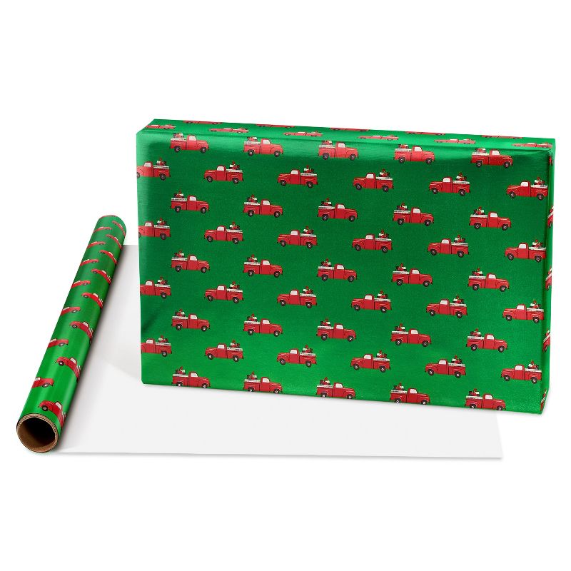 20 sq ft Red Truck Foil Christmas Wrapping Paper, 4 of 7