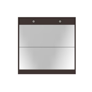 GlasFlength Shoe Racks Modern Slim Storage with Flip Drawers and Glass Top Simple Design for Entryway Living Space, Brown, 32.68"*9.45"*32.28" - 1 of 4
