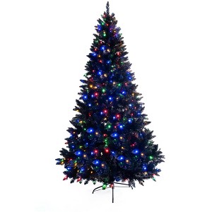 Racxily 6ft Pre-Lit Black Christmas Tree, 280 Color LED with 11 Modes & 920 Tips, Holiday Decor for Home & Office - 1 of 4