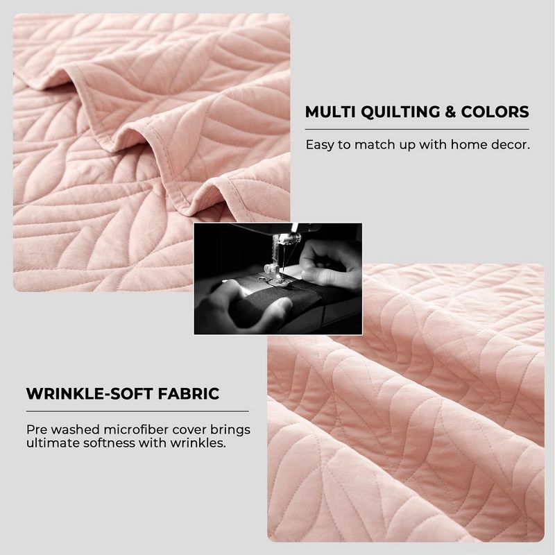 Peace Nest Premium Microfiber Ultra Soft Reversible Quilted Coverlet Set, 4 of 8