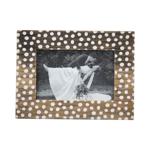 White Polka Dot Pattern 4x6 Inch Wood Decorative Picture Frame