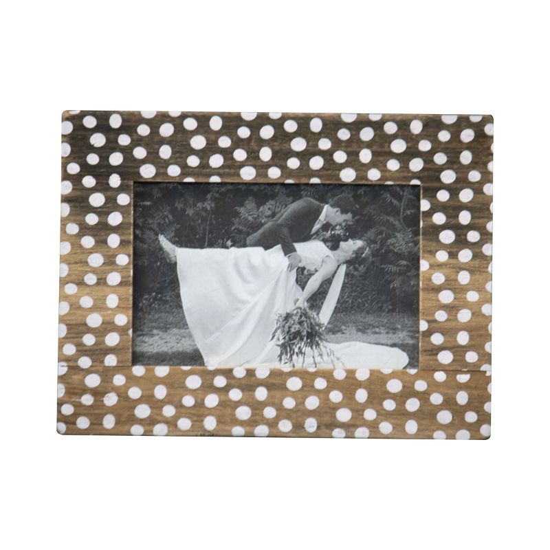 White Polka Dot Pattern 4x6 inch Wood Decorative Picture Frame - Foreside Home & Garden, 1 of 9