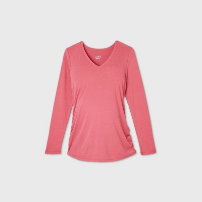 Long Sleeve V-Neck Side Shirred Maternity T-Shirt - Isabel Maternity by Ingrid & Isabel™