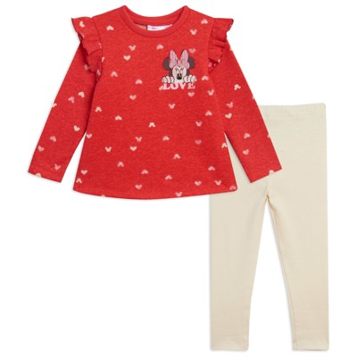 Mickey Mouse & Friends Minnie Baby Girls Fleece T-Shirt Legging Red/White 18 Months