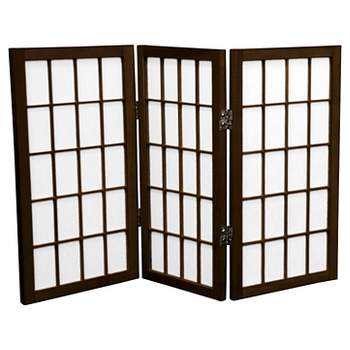 2 ft. Tall 3 Panels Desktop Window Pane Shoji Screen Walnut - Oriental Furniture
