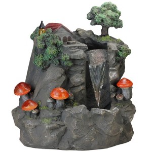 Northlight 24.5" Solar LED Lighted Mushrooms By Waterfall Outdoor Patio Garden Water Fountain - 1 of 4