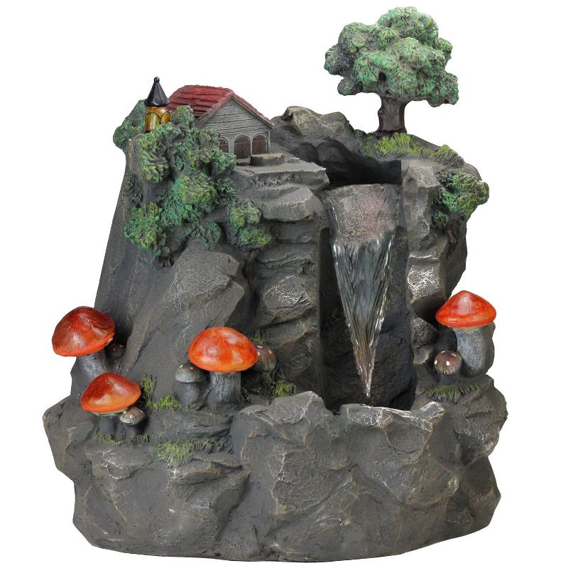 Northlight 24.5" Solar LED Lighted Mushrooms By Waterfall Outdoor Patio Garden Water Fountain, 1 of 7